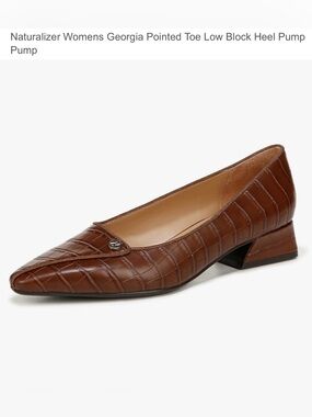 Naturalizer Georgia Cognac Croc Embossed Block Heel Pumps - 7.5M